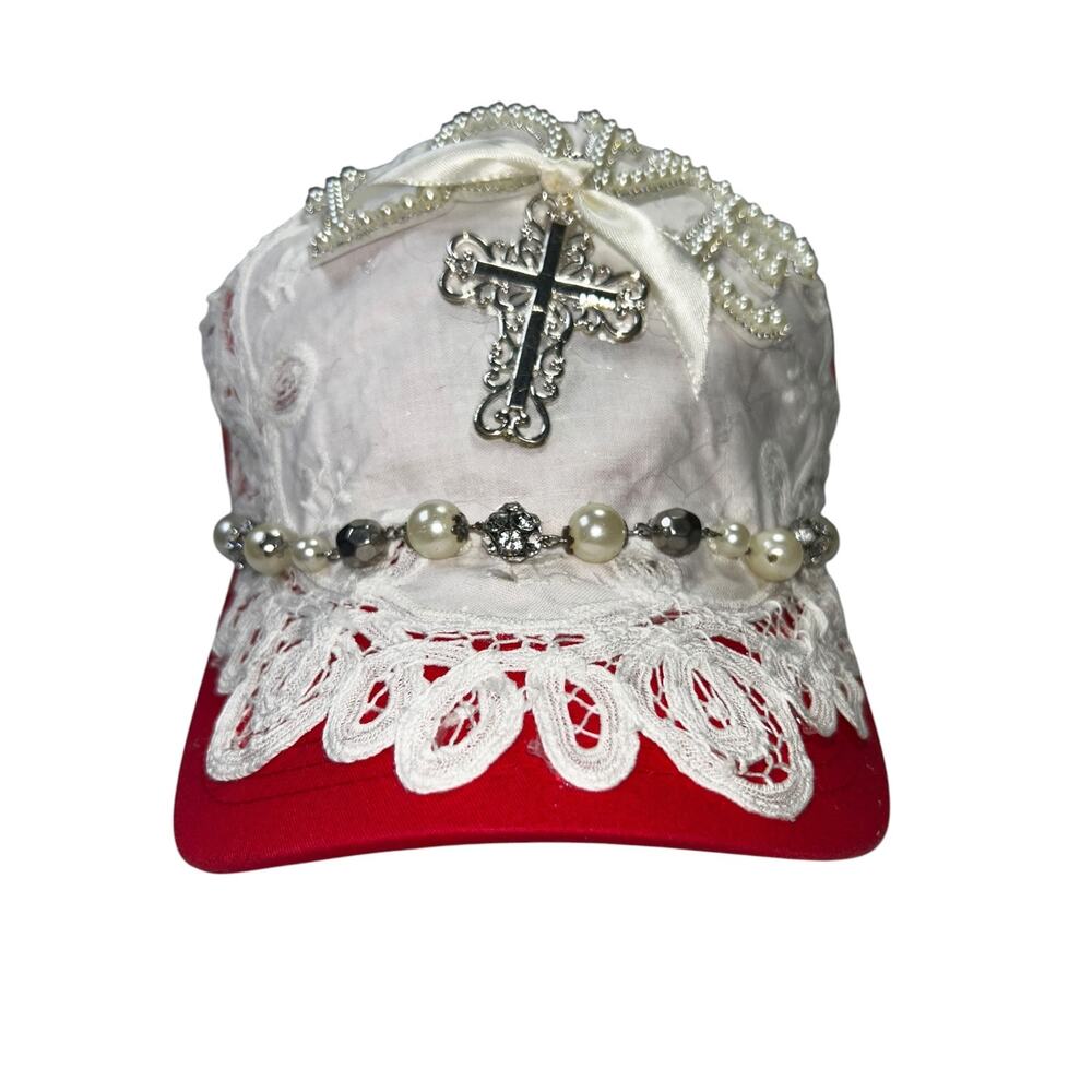 OOAK Christian LOVE Cross Upcycled Baseball Cap Handmade